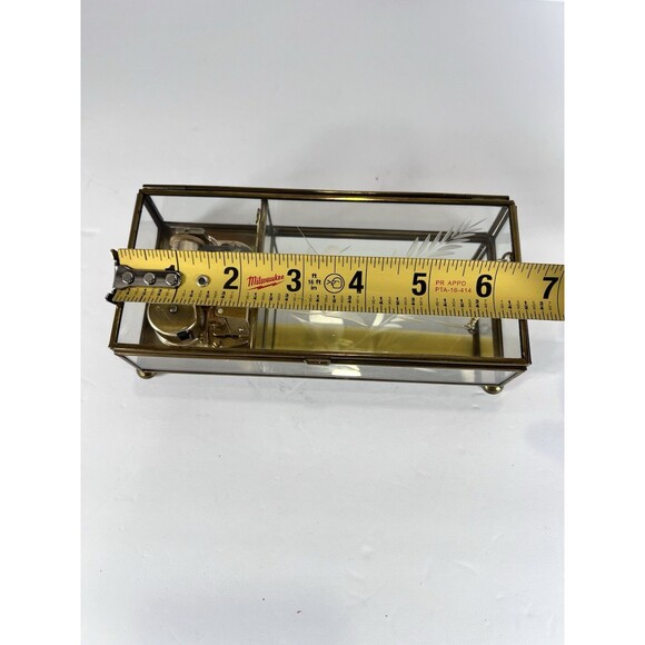 Music Box Trinket Box Made Of Glass And Brass With Etched Bird‎ Lara’s Theme VTG - Picture 11 of 13